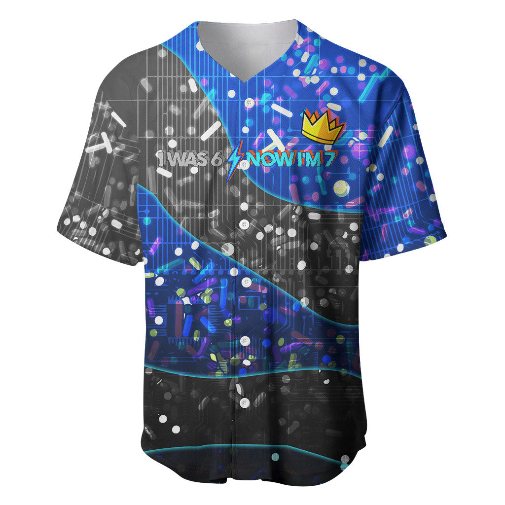 7th Birthday Boys Baseball Jersey I was 6 Now Im 7 Gaming And Tech Theme