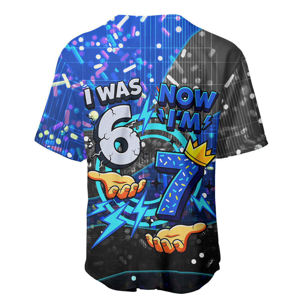 7th Birthday Boys Baseball Jersey I was 6 Now Im 7 Gaming And Tech Theme