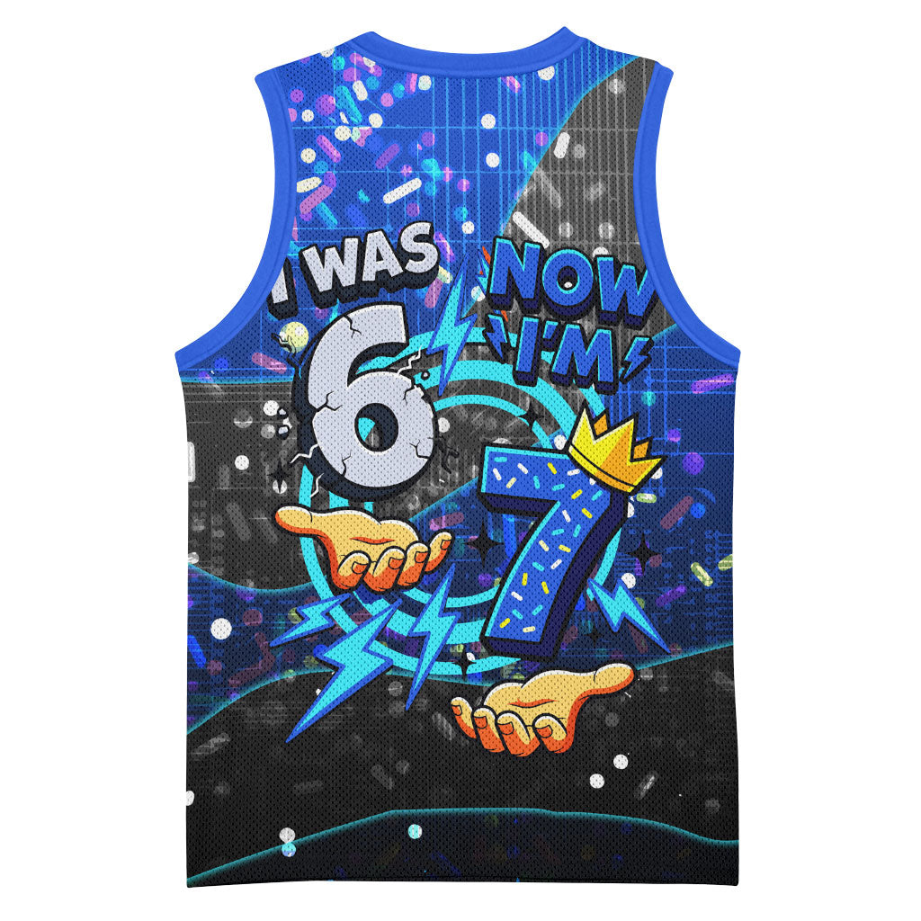 7th Birthday Boys Basketball Jersey I was 6 Now Im 7 Gaming And Tech Theme