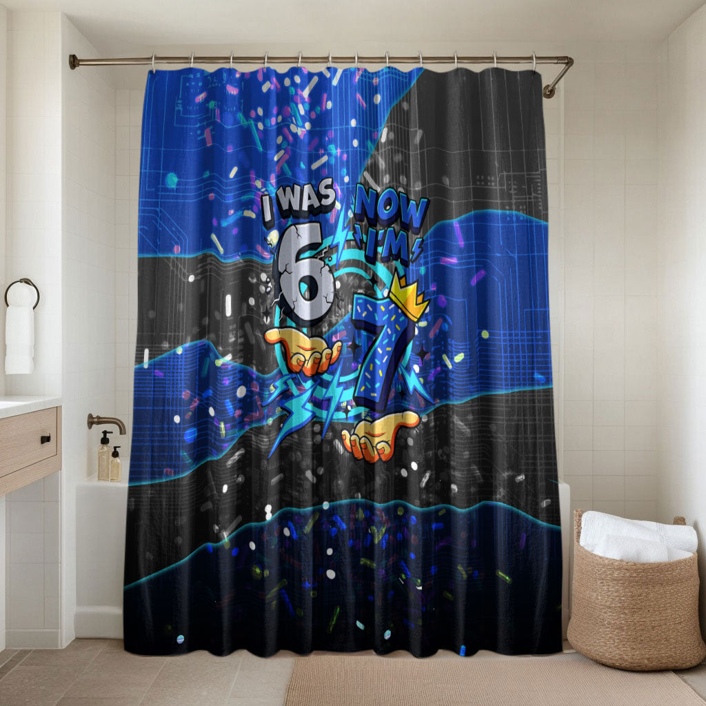 7th Birthday Boys Bathroom Set I was 6 Now Im 7 Gaming And Tech Theme