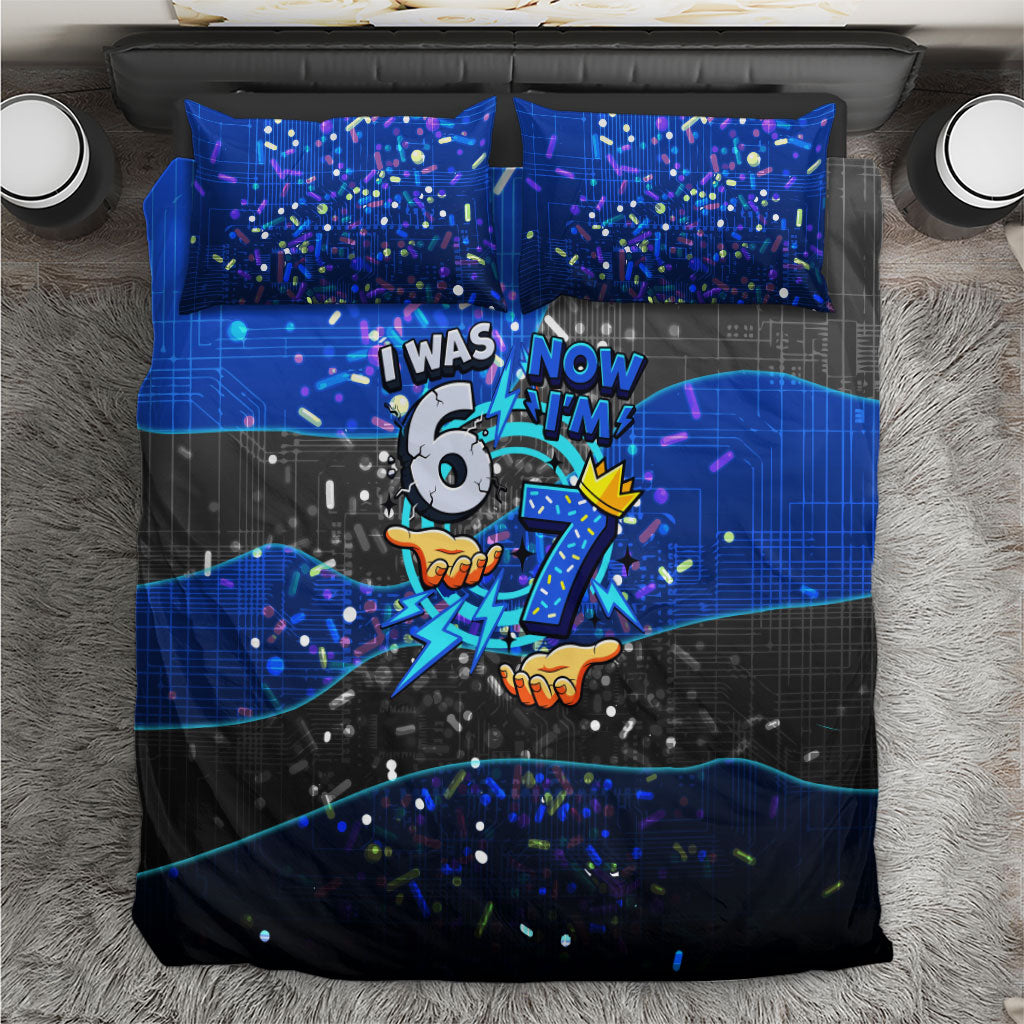 7th Birthday Boys Bedding Set I was 6 Now Im 7 Gaming And Tech Theme