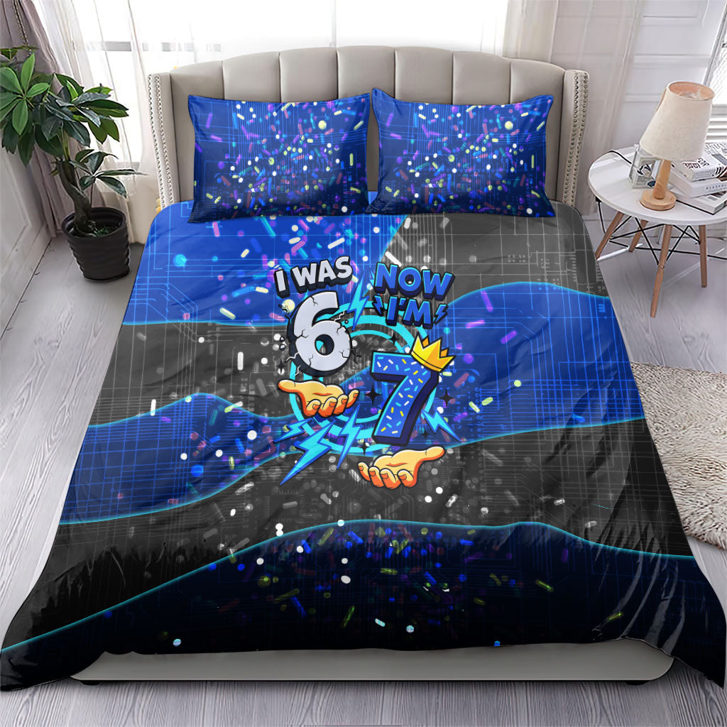 7th Birthday Boys Bedding Set I was 6 Now Im 7 Gaming And Tech Theme