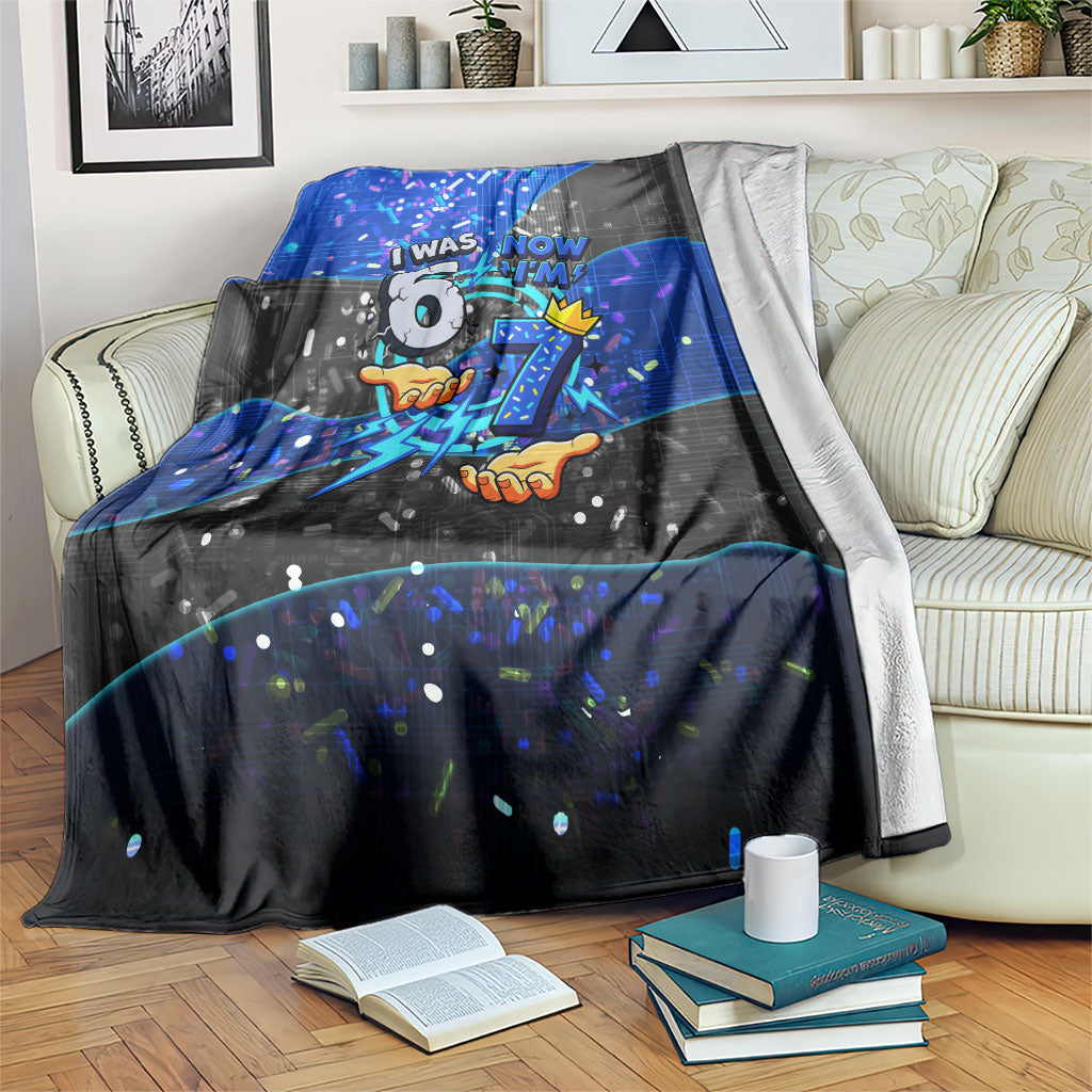 7th Birthday Boys Blanket I was 6 Now Im 7 Gaming And Tech Theme