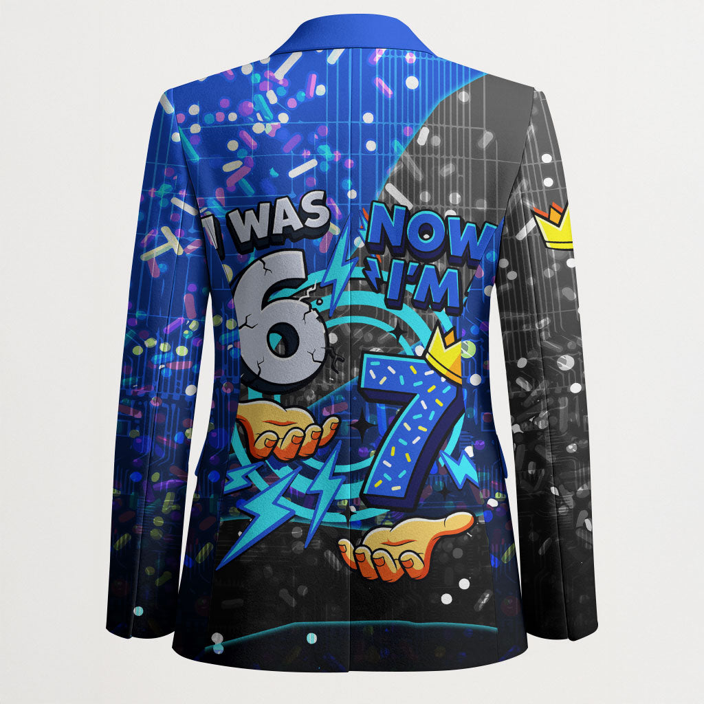 7th Birthday Boys Blazer I was 6 Now Im 7 Gaming And Tech Theme