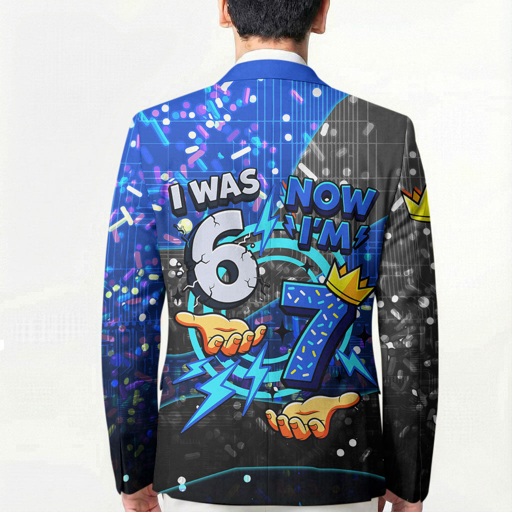7th Birthday Boys Blazer I was 6 Now Im 7 Gaming And Tech Theme