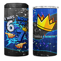 7th Birthday Boys 4 in 1 Can Cooler Tumbler I was 6 Now Im 7 Gaming And Tech Theme