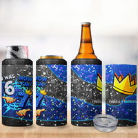 7th Birthday Boys 4 in 1 Can Cooler Tumbler I was 6 Now Im 7 Gaming And Tech Theme