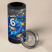 7th Birthday Boys 4 in 1 Can Cooler Tumbler I was 6 Now Im 7 Gaming And Tech Theme