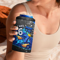 7th Birthday Boys 4 in 1 Can Cooler Tumbler I was 6 Now Im 7 Gaming And Tech Theme