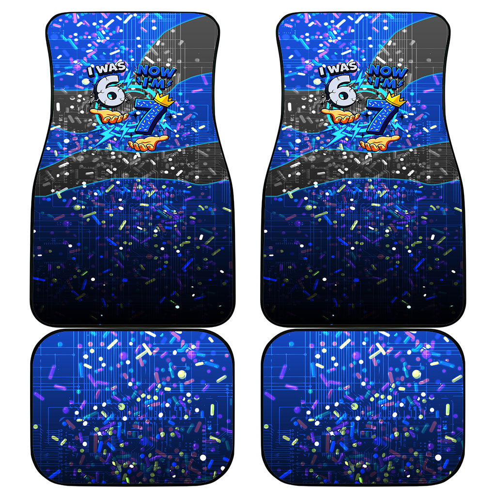 7th Birthday Boys Car Mats I was 6 Now Im 7 Gaming And Tech Theme