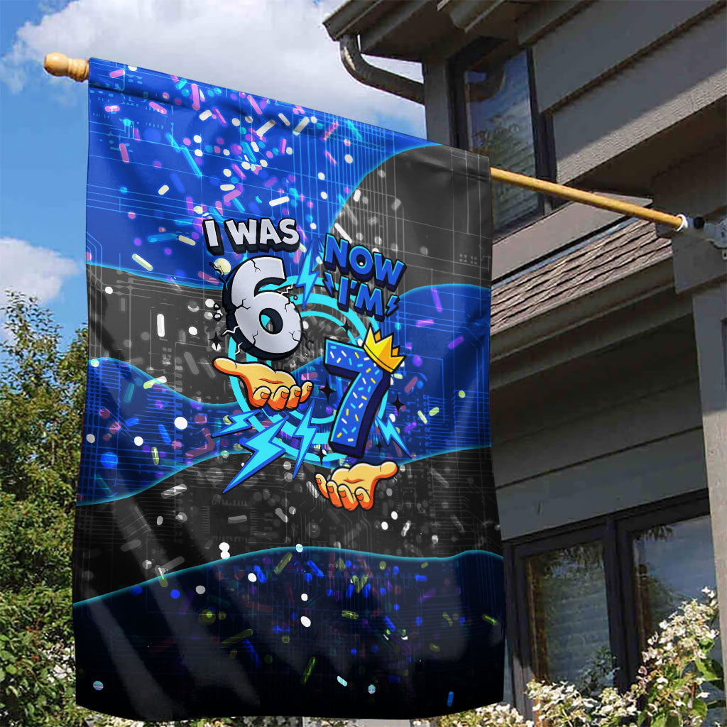 7th Birthday Boys Garden Flag I was 6 Now Im 7 Gaming And Tech Theme