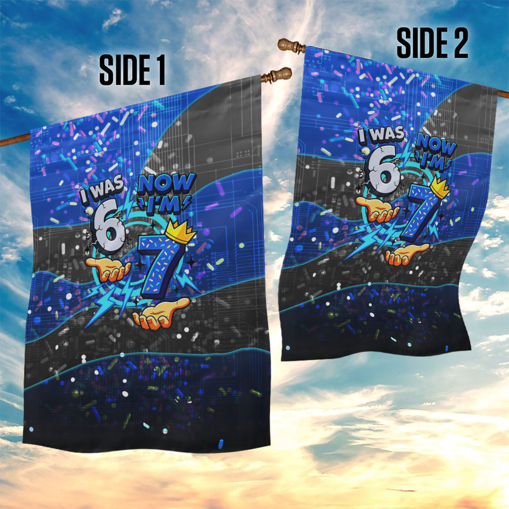 7th Birthday Boys Garden Flag I was 6 Now Im 7 Gaming And Tech Theme