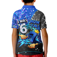 7th Birthday Boys Kid Polo Shirt I was 6 Now Im 7 Gaming And Tech Theme