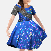 7th Birthday Boys Kid Short Sleeve Dress I was 6 Now Im 7 Gaming And Tech Theme