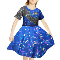 7th Birthday Boys Kid Short Sleeve Dress I was 6 Now Im 7 Gaming And Tech Theme