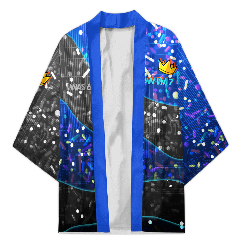 7th Birthday Boys Kimono I was 6 Now Im 7 Gaming And Tech Theme