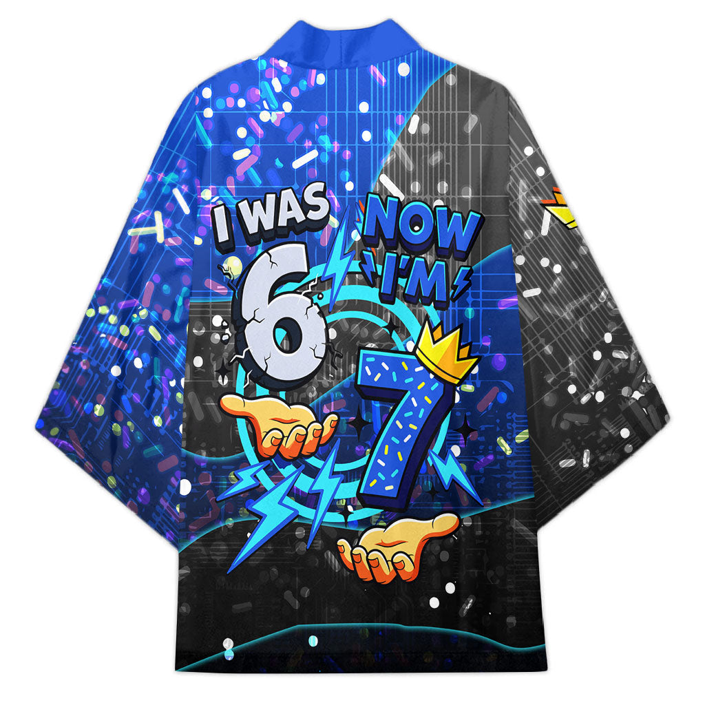 7th Birthday Boys Kimono I was 6 Now Im 7 Gaming And Tech Theme