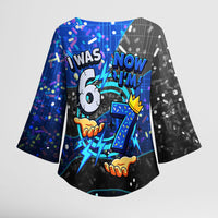 7th Birthday Boys Kimono Sleeve Blouse I was 6 Now Im 7 Gaming And Tech Theme