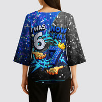 7th Birthday Boys Kimono Sleeve Blouse I was 6 Now Im 7 Gaming And Tech Theme