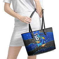 7th Birthday Boys Leather Tote Bag I was 6 Now Im 7 Gaming And Tech Theme