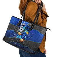 7th Birthday Boys Leather Tote Bag I was 6 Now Im 7 Gaming And Tech Theme