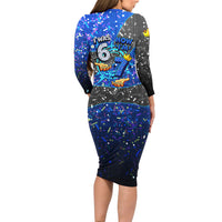 7th Birthday Boys Long Sleeve Bodycon Dress I was 6 Now Im 7 Gaming And Tech Theme