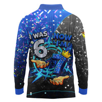 7th Birthday Boys Long Sleeve Polo Shirt I was 6 Now Im 7 Gaming And Tech Theme