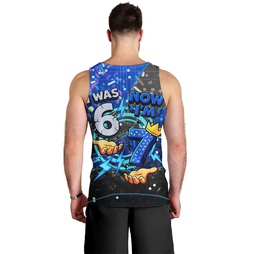 7th Birthday Boys Men Tank Top I was 6 Now Im 7 Gaming And Tech Theme
