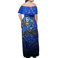 7th Birthday Boys Off Shoulder Maxi Dress I was 6 Now Im 7 Gaming And Tech Theme