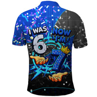 7th Birthday Boys Polo Shirt I was 6 Now Im 7 Gaming And Tech Theme