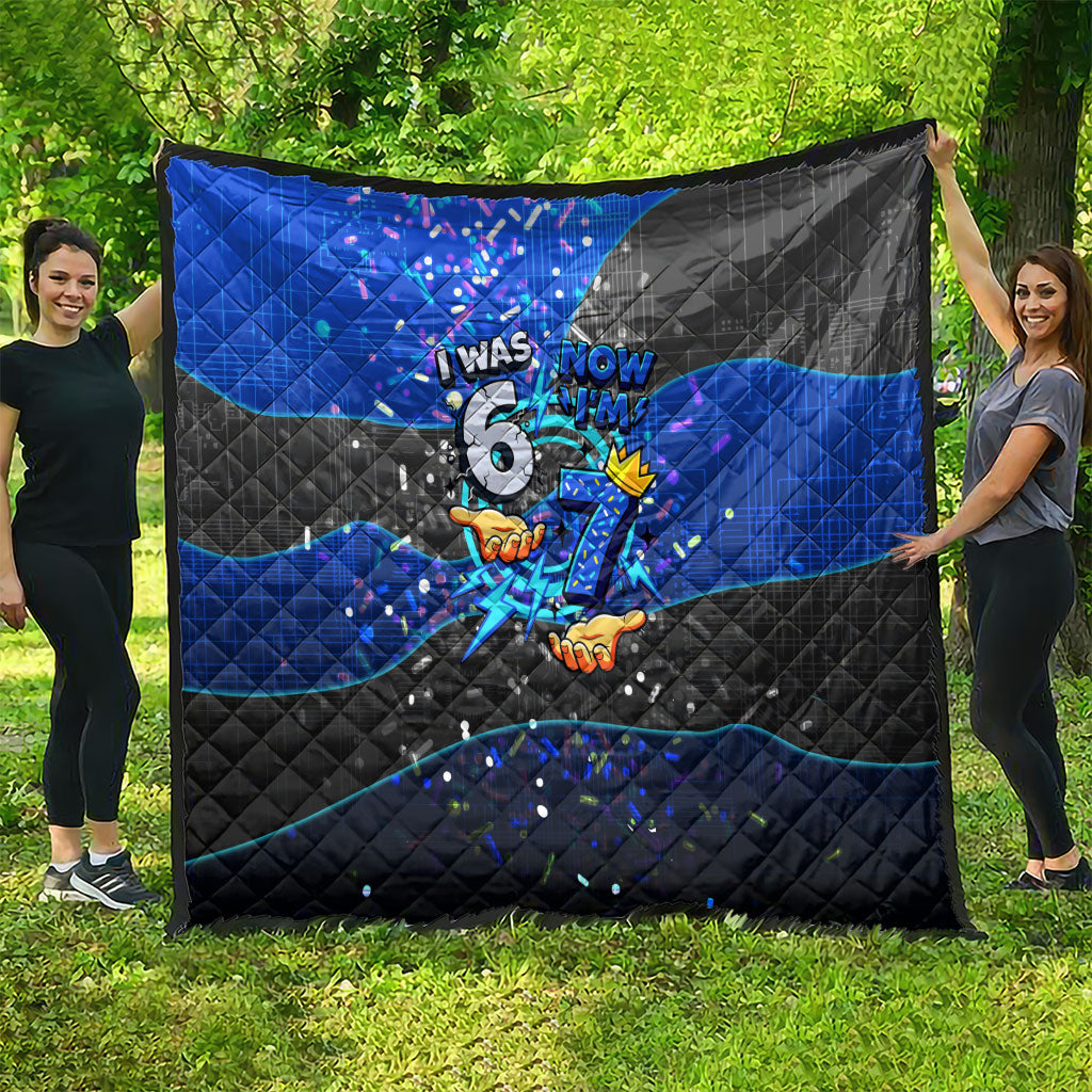 7th Birthday Boys Quilt I was 6 Now Im 7 Gaming And Tech Theme