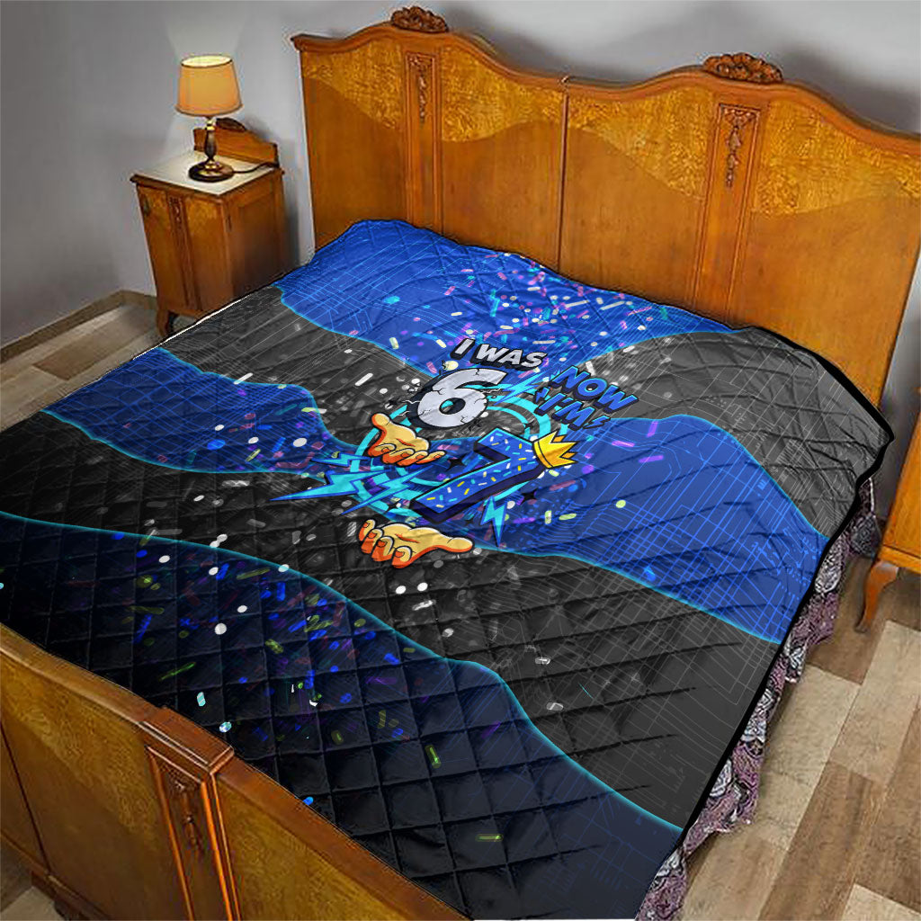 7th Birthday Boys Quilt I was 6 Now Im 7 Gaming And Tech Theme