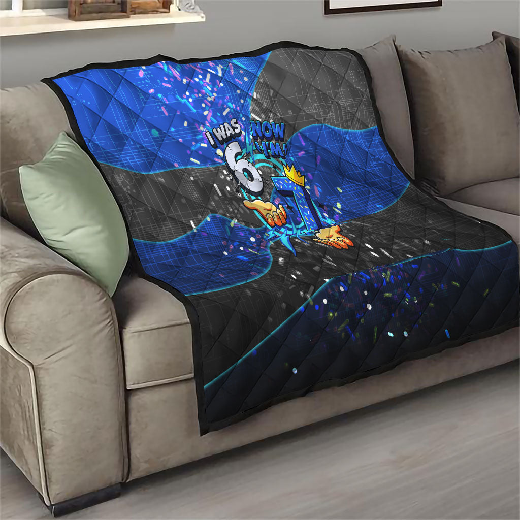 7th Birthday Boys Quilt I was 6 Now Im 7 Gaming And Tech Theme