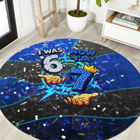 7th Birthday Boys Round Carpet I was 6 Now Im 7 Gaming And Tech Theme