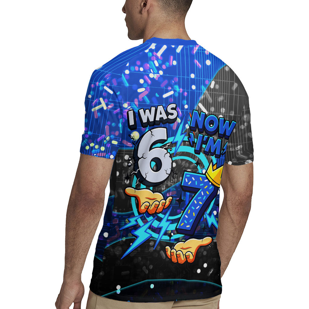 7th Birthday Boys Rugby Jersey I was 6 Now Im 7 Gaming And Tech Theme