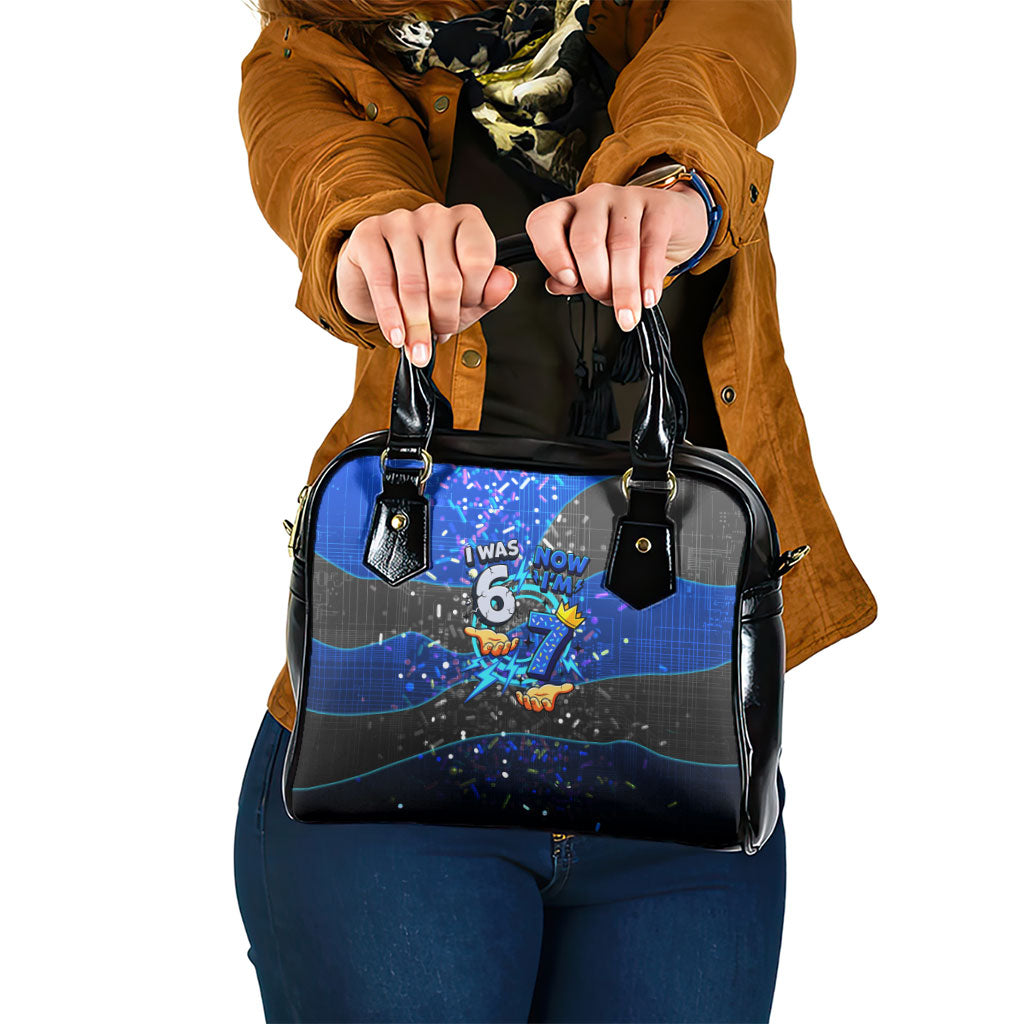 7th Birthday Boys Shoulder Handbag I was 6 Now Im 7 Gaming And Tech Theme