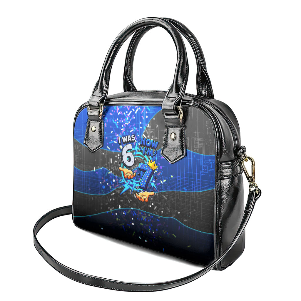 7th Birthday Boys Shoulder Handbag I was 6 Now Im 7 Gaming And Tech Theme