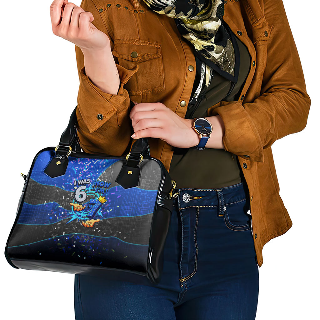 7th Birthday Boys Shoulder Handbag I was 6 Now Im 7 Gaming And Tech Theme