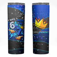7th Birthday Boys Skinny Tumbler I was 6 Now Im 7 Gaming And Tech Theme