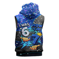 7th Birthday Boys Sleeveless Hoodie I was 6 Now Im 7 Gaming And Tech Theme
