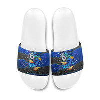 7th Birthday Boys Slide Sandals I was 6 Now Im 7 Gaming And Tech Theme
