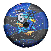 7th Birthday Boys Spare Tire Cover I was 6 Now Im 7 Gaming And Tech Theme