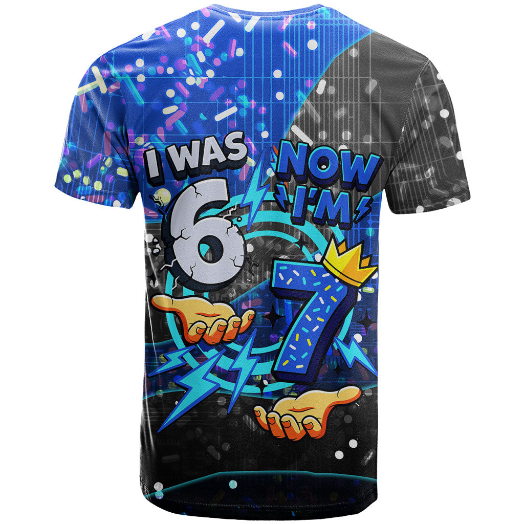 7th Birthday Boys T Shirt I was 6 Now Im 7 Gaming And Tech Theme