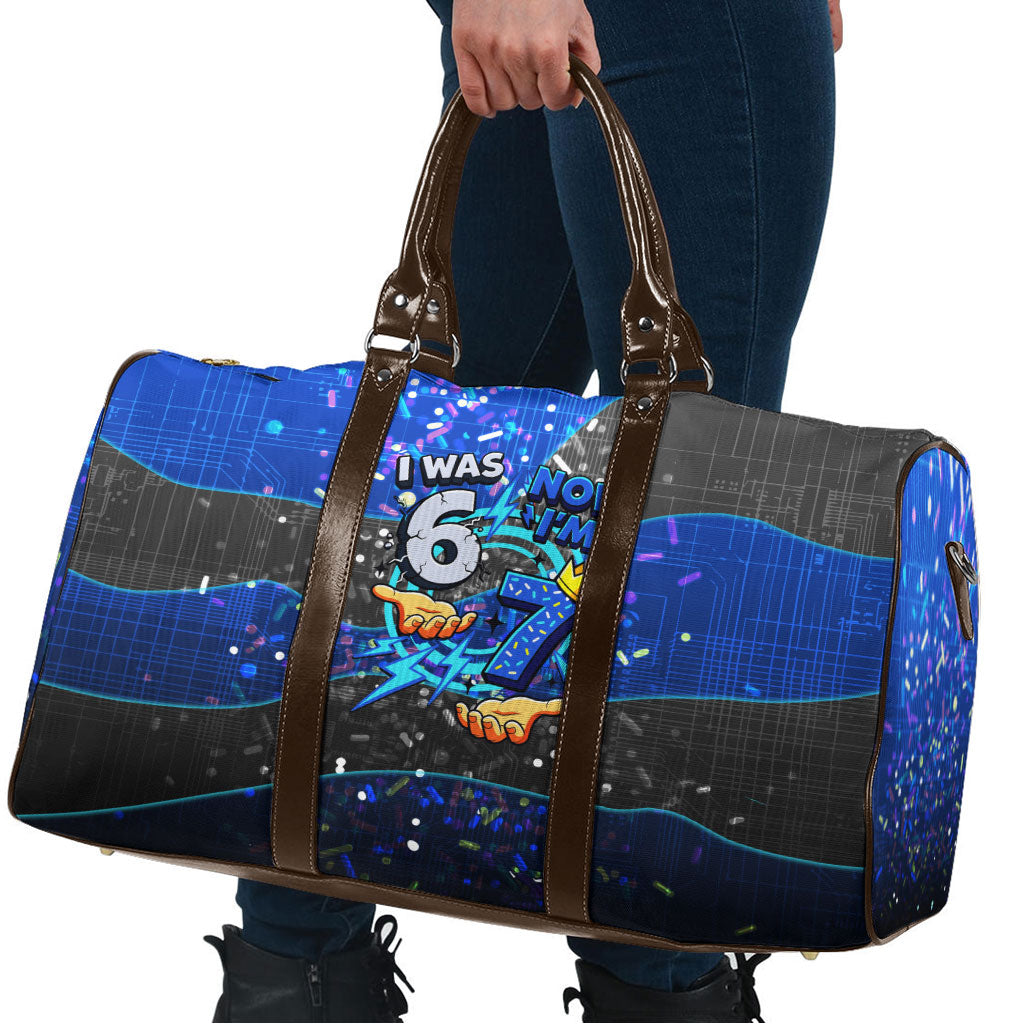 7th Birthday Boys Travel Bag I was 6 Now Im 7 Gaming And Tech Theme