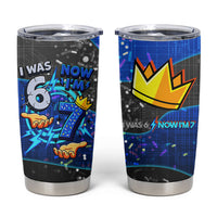 7th Birthday Boys Tumbler Cup I was 6 Now Im 7 Gaming And Tech Theme