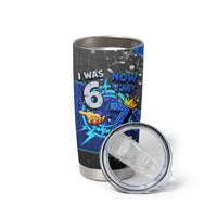 7th Birthday Boys Tumbler Cup I was 6 Now Im 7 Gaming And Tech Theme