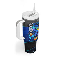 7th Birthday Boys Tumbler With Handle I was 6 Now Im 7 Gaming And Tech Theme