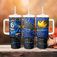 7th Birthday Boys Tumbler With Handle I was 6 Now Im 7 Gaming And Tech Theme
