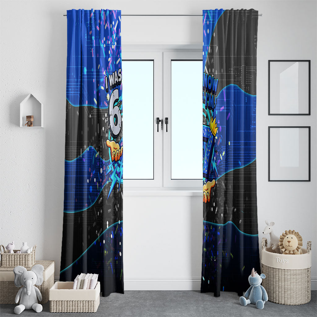 7th Birthday Boys Window Curtain I was 6 Now Im 7 Gaming And Tech Theme