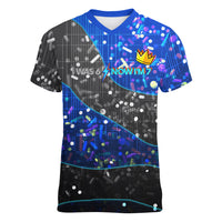 7th Birthday Boys Women V-Neck T-Shirt I was 6 Now Im 7 Gaming And Tech Theme